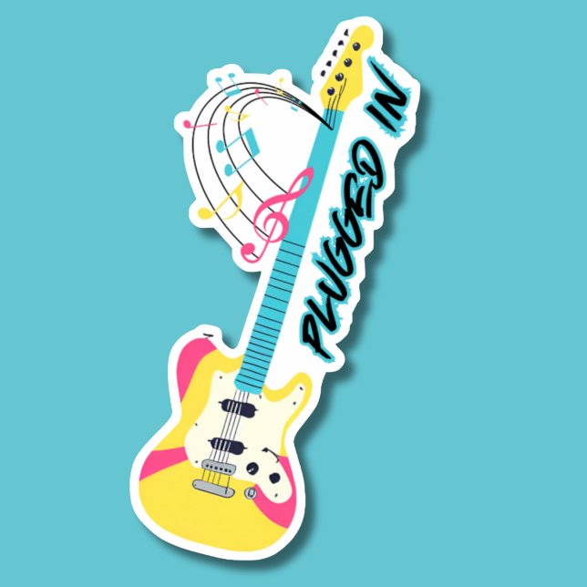 Plugged In Electric Guitar Waterproof Sticker (Creator Uploaded)