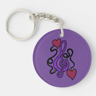 Plugged In To Music Purple Note Key Chain