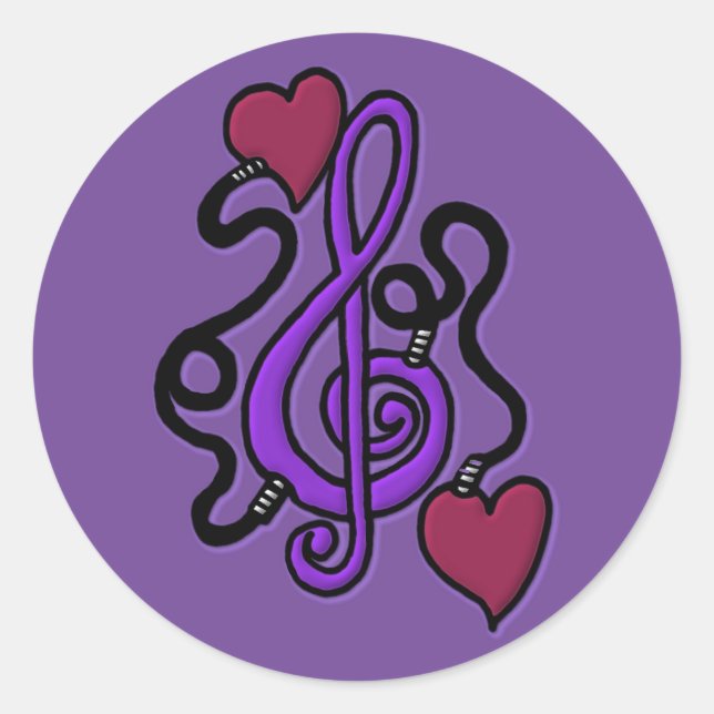 Plugged In To Music Purple Note Stickers (Front)