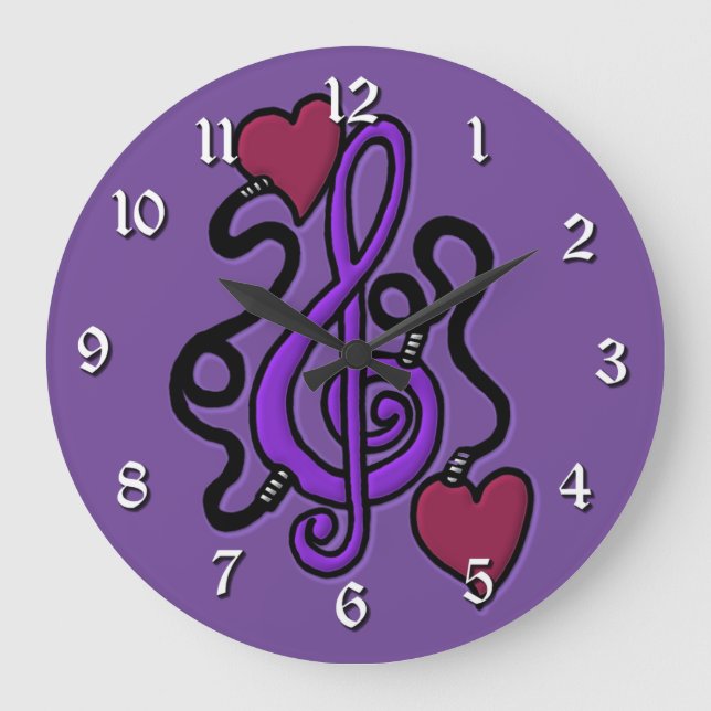 Plugged In To Music Purple Note Wall Clock (Front)