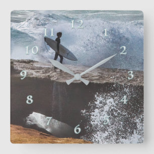 Plugging In Silver Surfer Square Wall Clock