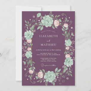 Plum Alluring Botanical Wedding Invitation