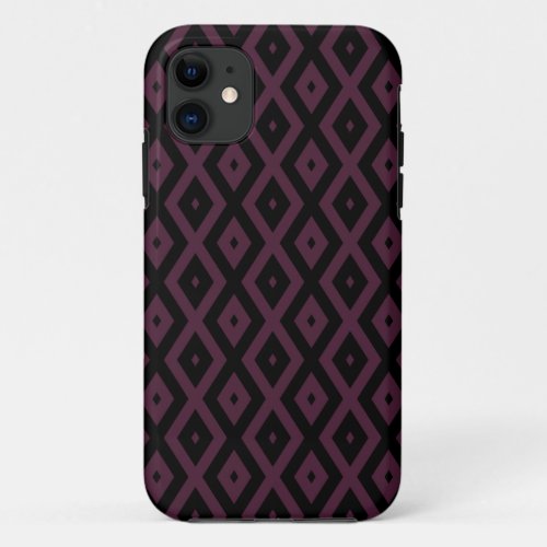 Plum and black diamond pattern iPhone 11 case