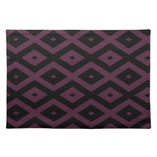 Plum and black diamond pattern cloth placemat