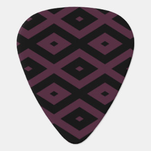 Plum and black diamond pattern guitar pick