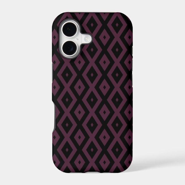 Plum and black diamond pattern iphone case (Back)
