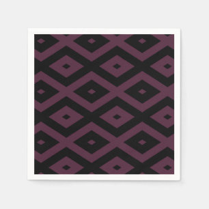 Plum and black diamond pattern napkins
