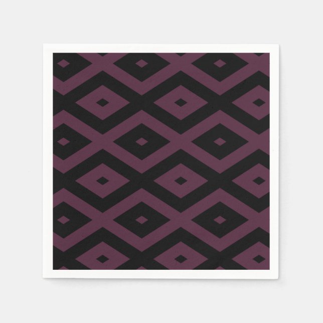Plum and black diamond pattern napkins (Front)