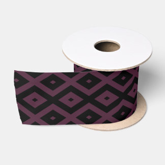 Plum and black diamond pattern satin ribbon