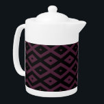 Plum and black diamond pattern teapot<br><div class="desc">Plum and black diamond pattern</div>