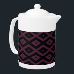 Plum and black diamond pattern teapot<br><div class="desc">Plum and black diamond pattern</div>
