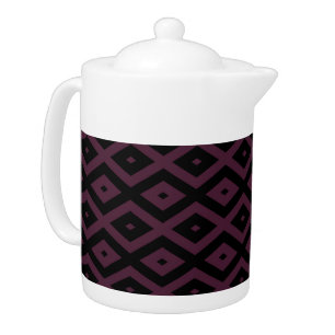 Plum and black diamond pattern teapot