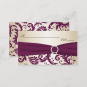 Plum and Champagne Damask Placecards (Front/Back)
