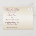 Plum and Champagne Damask Save the Date Postcard
