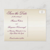 Plum and Champagne Damask Save the Date Postcard (Back)