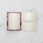 Plum and Champagne Damask Thank You Card (Inside)