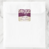 Plum and Champagne Damask Thank You Sticker (Bag)