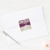 Plum and Champagne Damask Thank You Sticker (Envelope)