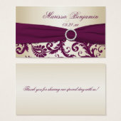 Plum and Champagne Damask Wedding Favor Tag (Front & Back)