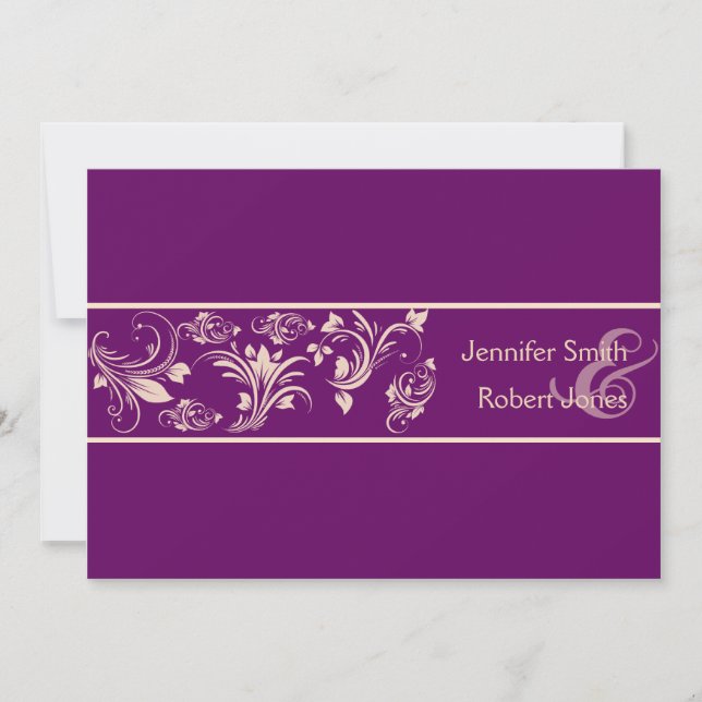 Plum and Champagne Floral Wedding Invitation (Front)
