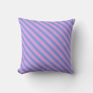 Plum and Cornflower Blue Colored Stripes Pillow