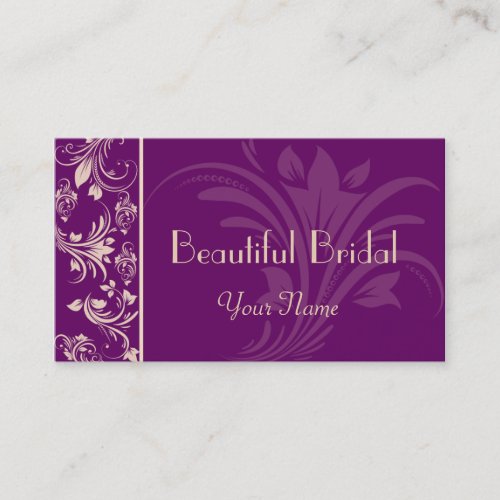 Plum and Cream Floral Scroll Business Card