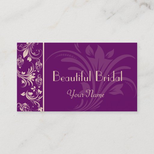 Customizable Plum and Cream Floral Scroll Business Card
