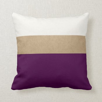 Plum And Faux Gold Leather Throw Pillow by OakStreetPress at Zazzle