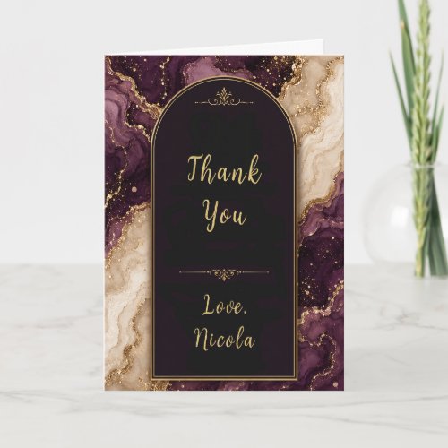 Plum and Gold 21st Birthday Thank You Card