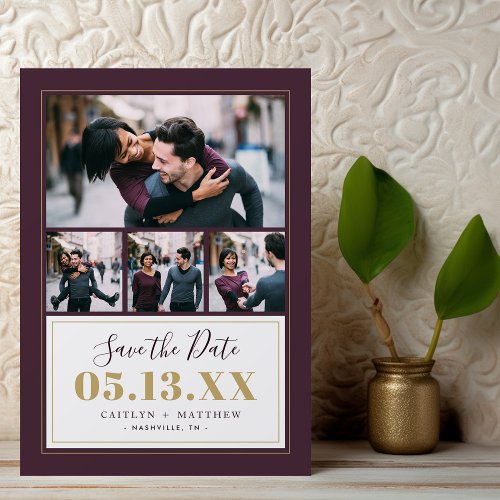 Plum and Gold 4 Photo Save the Date