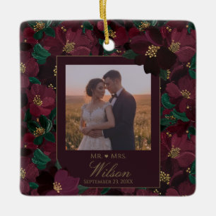 Plum And Gold Botanicals Moody Romance Ceramic Ornament