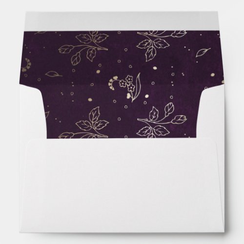 Plum and Gold Floral Vintage Old Wedding Envelope - Gold and plum purple floral pattern retro vintage wedding envelopes