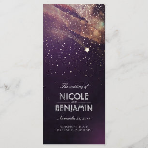 Plum and Gold Shooting Star Night Wedding Programs