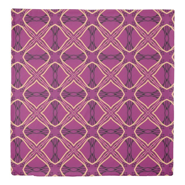 Plum and Gold with Black Detail Luxe Duvet Cover (Front)