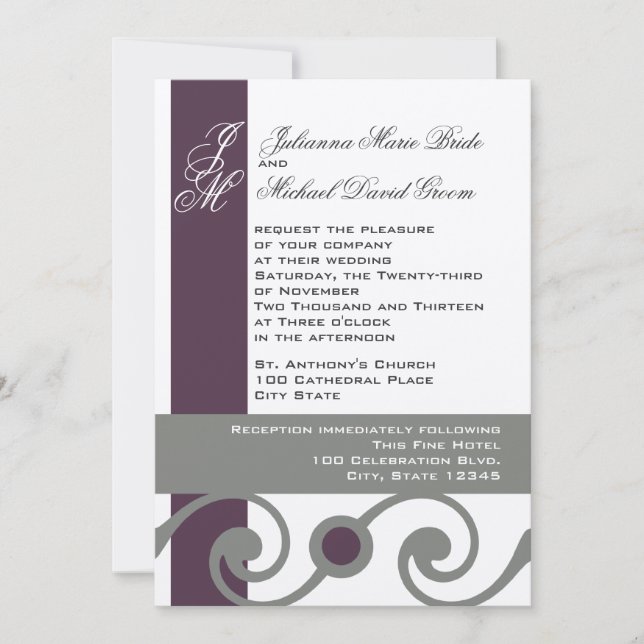Plum and Gray Invitation (Front)