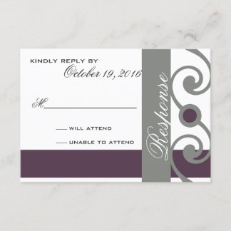 Plum and gray response card