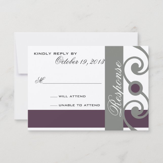 Plum and gray response card (Front)