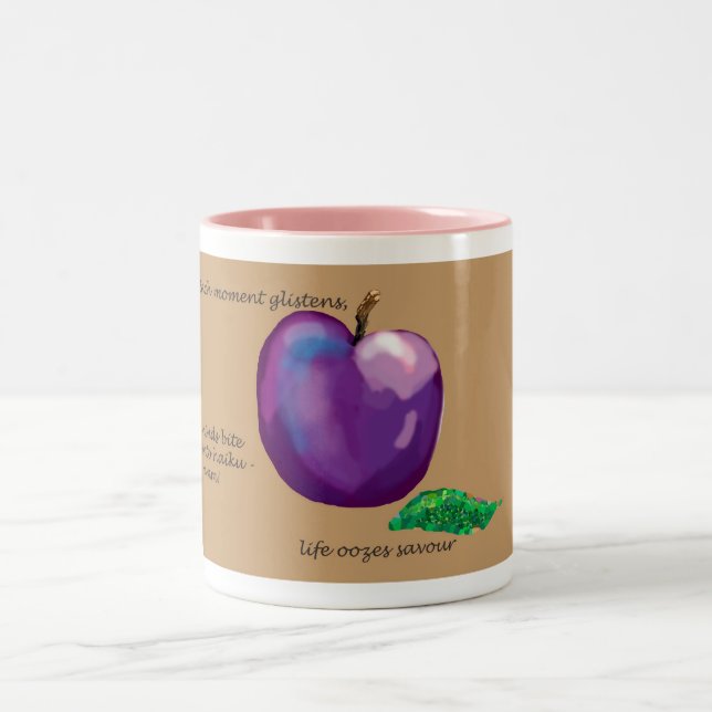 Plum and haiku Two-Tone coffee mug (Center)