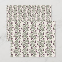 Plum and Moss Green Floral Pattern Scrapbook Paper