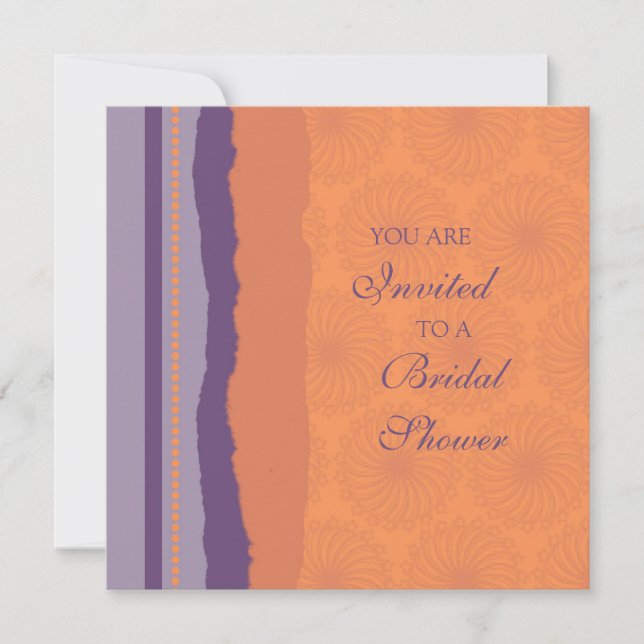 Plum and Orange Bridal Shower Invitation Cards (Front)