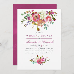 Plum and peach Floral Wedding Shower Invitation