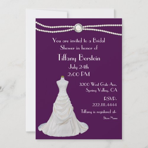 Plum and Pearls Bridal Shower Invitation
