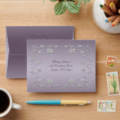 Plum and Pewter Envelope for Reply Card (Desk)