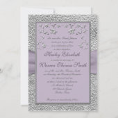 Plum and Pewter Floral Monogrammed Invitation (Back)