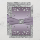 Plum and Pewter Floral Monogrammed Invitation (Front/Back)
