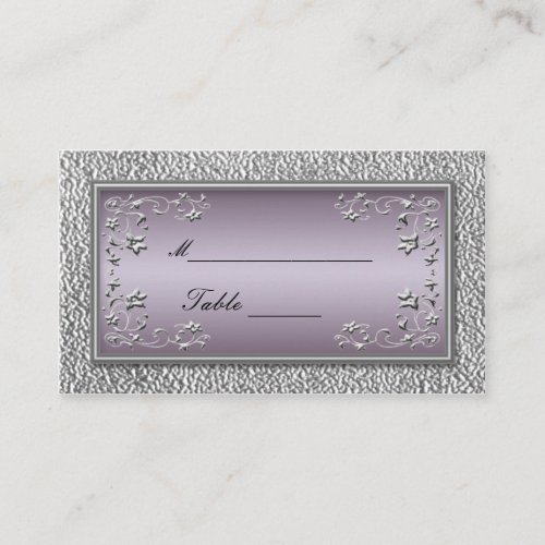 Plum and Pewter Floral Placecards