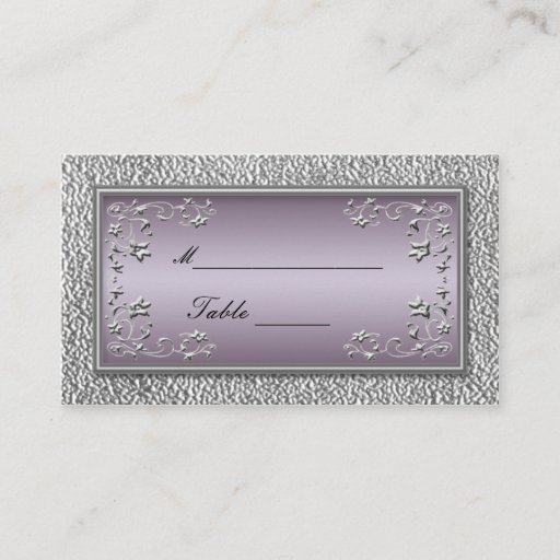 Customizable Plum and Pewter Floral Placecards Business Card Template