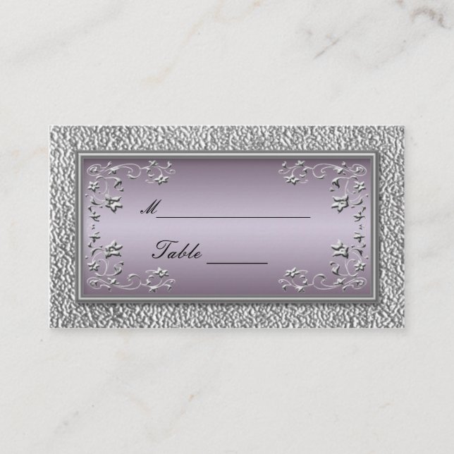 Plum and Pewter Floral Placecards (Front)
