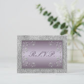 Plum and Pewter Floral RSVP Postcard (Standing Front)