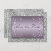 Plum and Pewter Floral Save the Date Postcard (Front/Back)